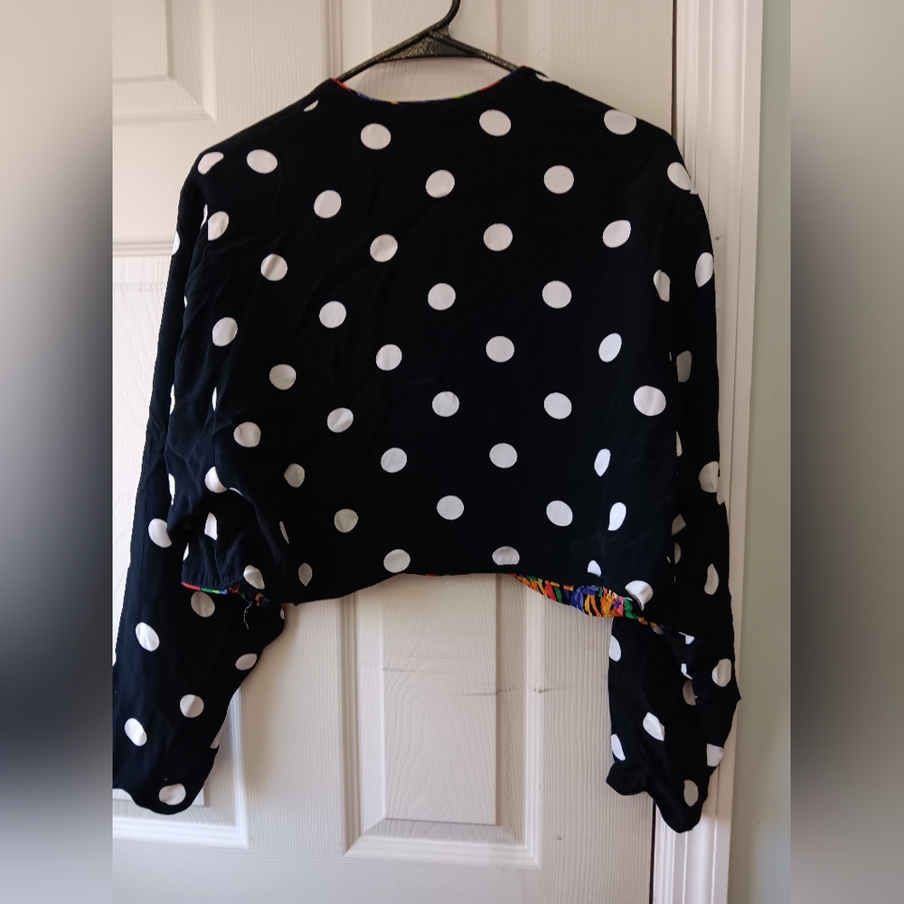 VINTAGE 90S RETRO REVERSIBLE CROPPED BLAZER - Picture 4 of 5